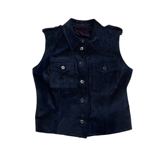 Vintage Burberry Safari Suede Vest Womens Small Capulet Flap Pockets Old Money